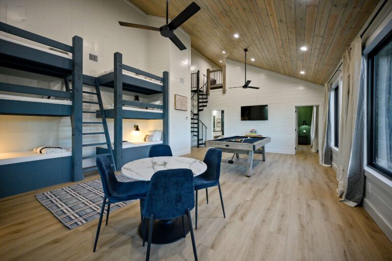 Spacious game room and bunk area for the ultimate large family vacation