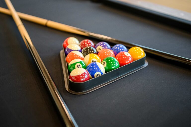 Pool table setup for game night during a large family vacation