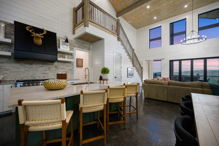 Spacious kitchen and living area for large family vacation gatherings