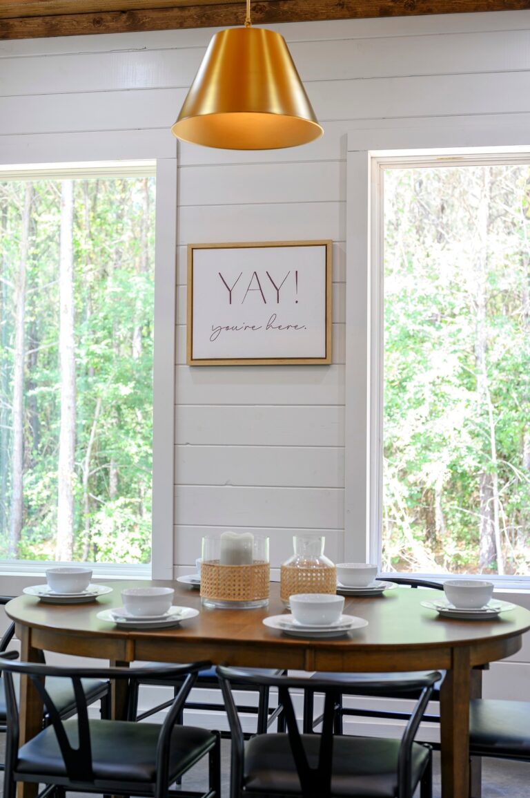 Splish Splash dining table set for family vacation ideas, meals after river activities, and time to experience nature with loved ones.