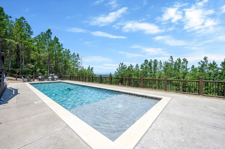 Sparkling pool with mountain views, great for swimming and stargazing at night.
